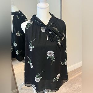 Banana Republic blouse with tie neck and keyhole detail